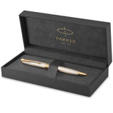 Parker Sonnet Ballpoint Pen Sterling Silver Mistral Finish with Gold Trim Medium Point with Black Ink Refill  Gift Box  Parker Ballpoint Pen