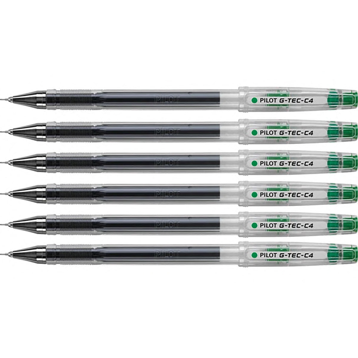 Pilot G-Tec C4 Gel Ultra Fine Green Thin Writing Rollerball Pen Pack of 6