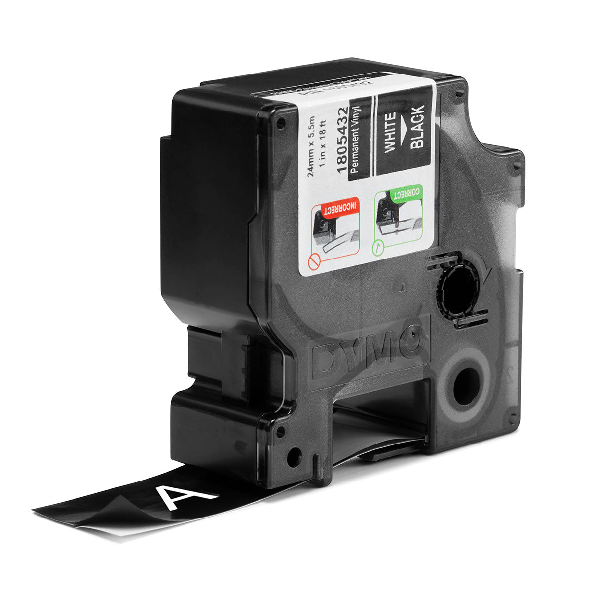 Dymo Rhino 5200 Label Tape White on Black 1 Inch IND