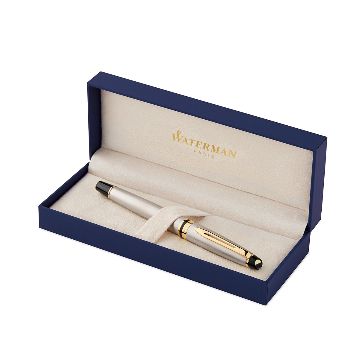 Waterman Expert Stainless Steel Gold Trim Rollerball Pen S0951980  Waterman Rollerball Pens