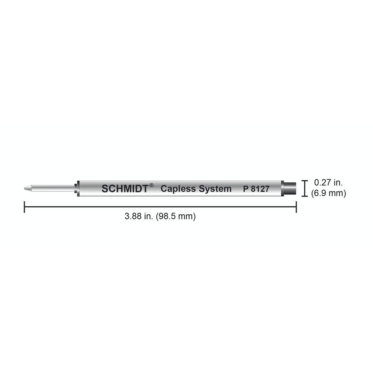 Schmidt Capless System Rollerball Refill Black Medium Short,  P8127 Black - PensAndPencils.Net
