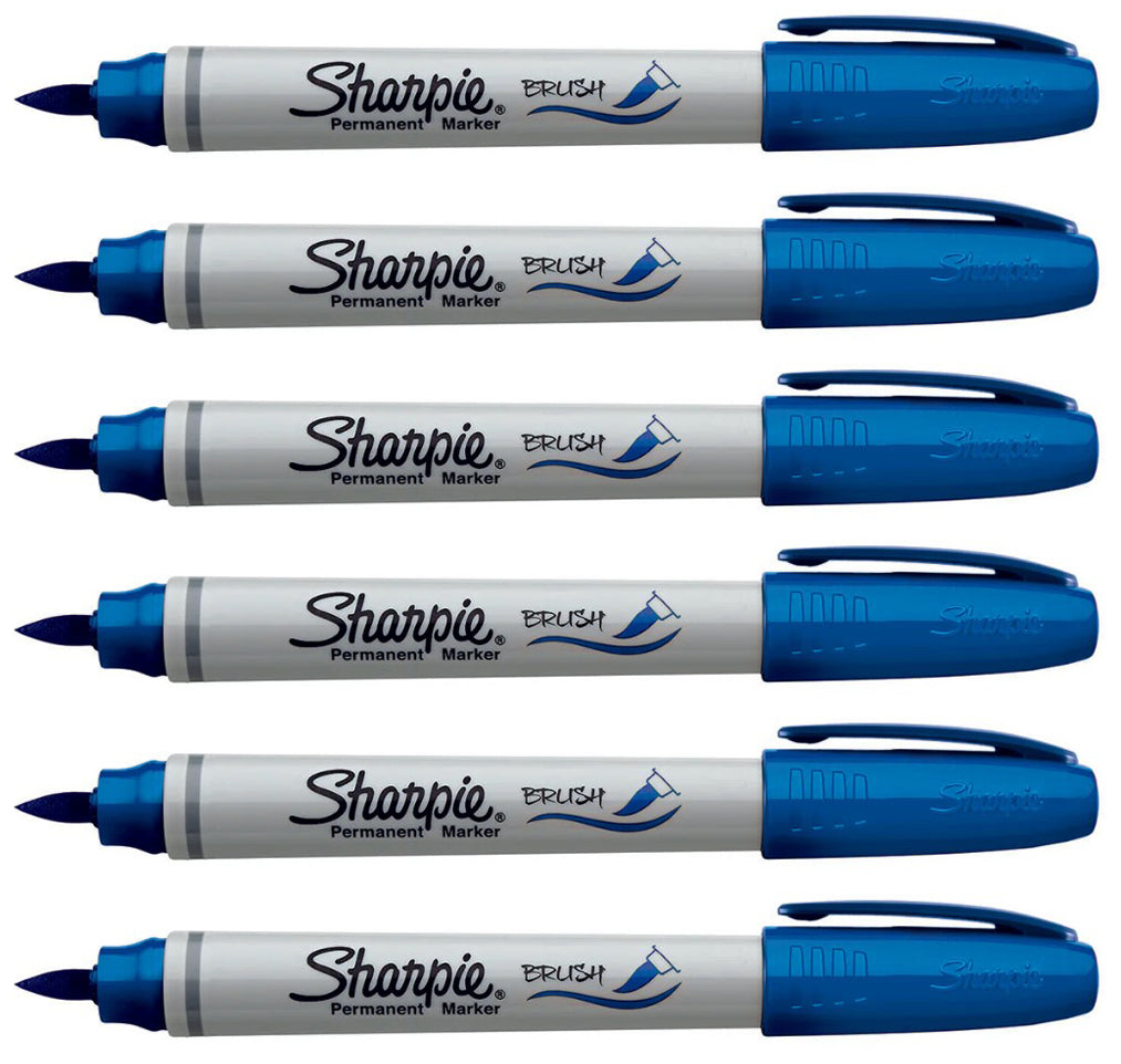 Sharpie Brush Markers Blue  Pack Of 6