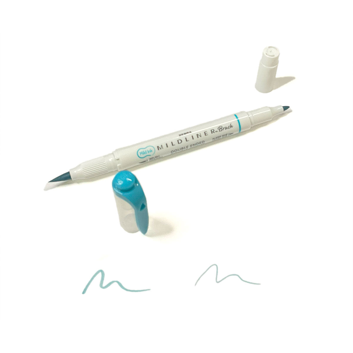 Zebra Mildliner Highlighter Smoke Blue Double Ended Brush and Fine