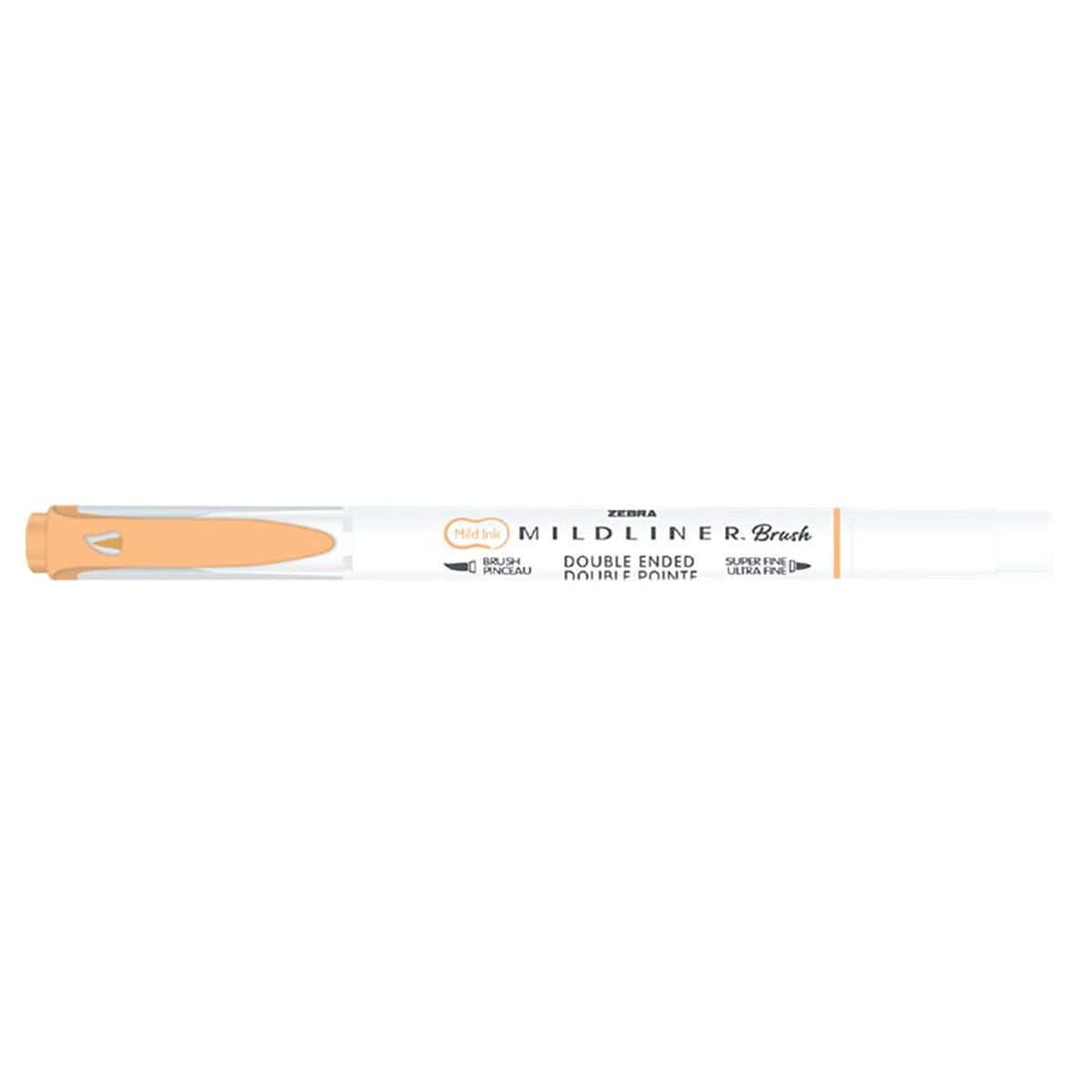 Zebra Mildliner Highlighter Apricot Double Ended Brush and Fine