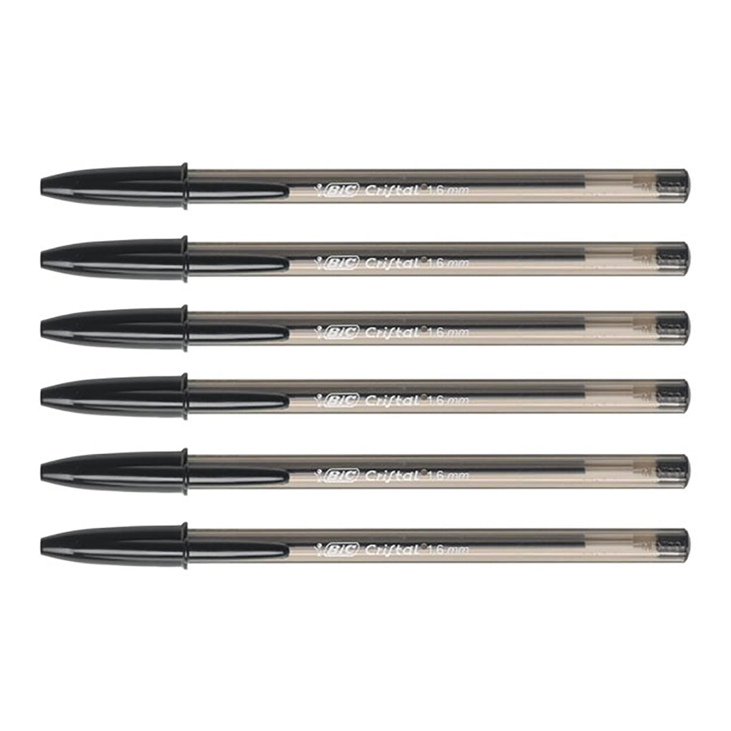Bic Crystal Xtra Bold 1.6MM Black Ballpoint Pens (Black Ink) Pack of 6