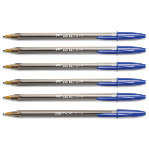 Bic Crystal Xtra Bold 1.6MM Blue Ballpoint Pens (Blue Ink) Pack of 6