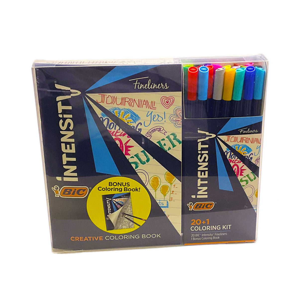 Bic Intensity Fineliner Marker Pens + Adult Coloring Book