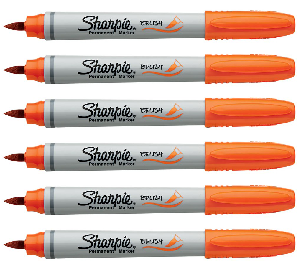 Sharpie Brush Tip Markers Orange Pack Of 6