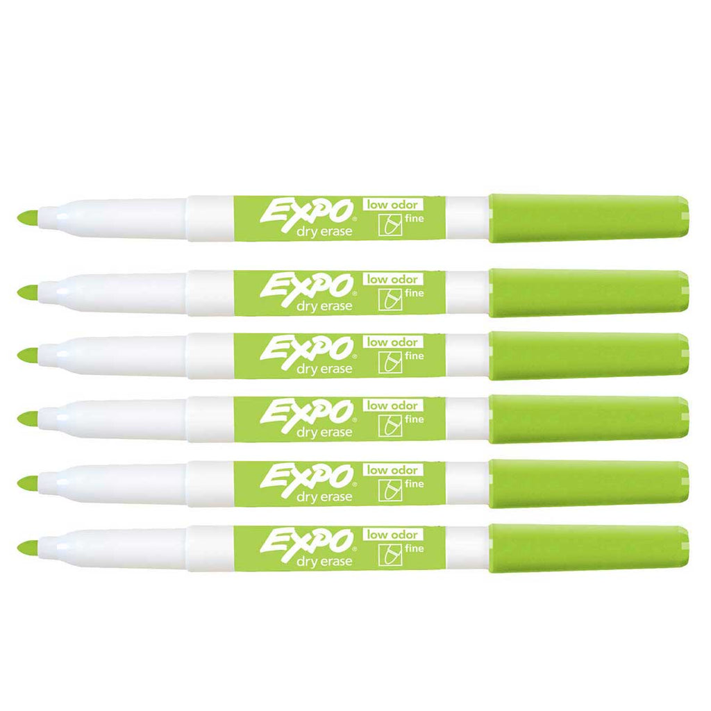 Expo Dry Erase Fine Tip Lime Green Markers Pack of 6  Expo Dry Erase Markers