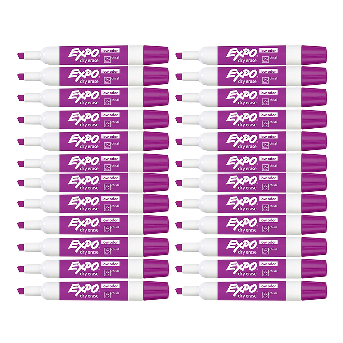 Expo Markers Dry Erase Low Odor Plum Chisel Tip Pack of 24
