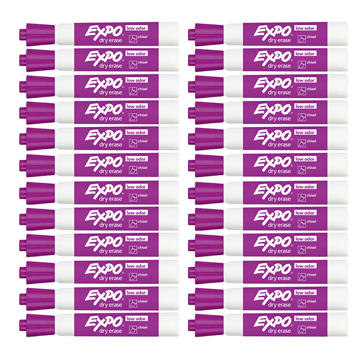 Expo Markers Dry Erase Low Odor Plum Chisel Tip Pack of 24