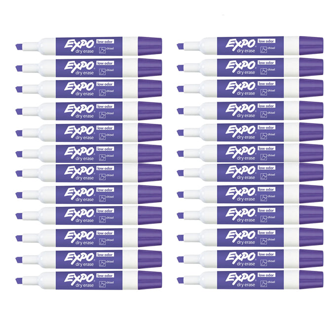 Expo Purple Dry Erase Markers Chisel Tip Bulk Pack of 24