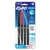 Expo Wet Erase Fine USA 250th Anniversary Edition 4 Assorted Colors Red, Blue, Turquoise and Black