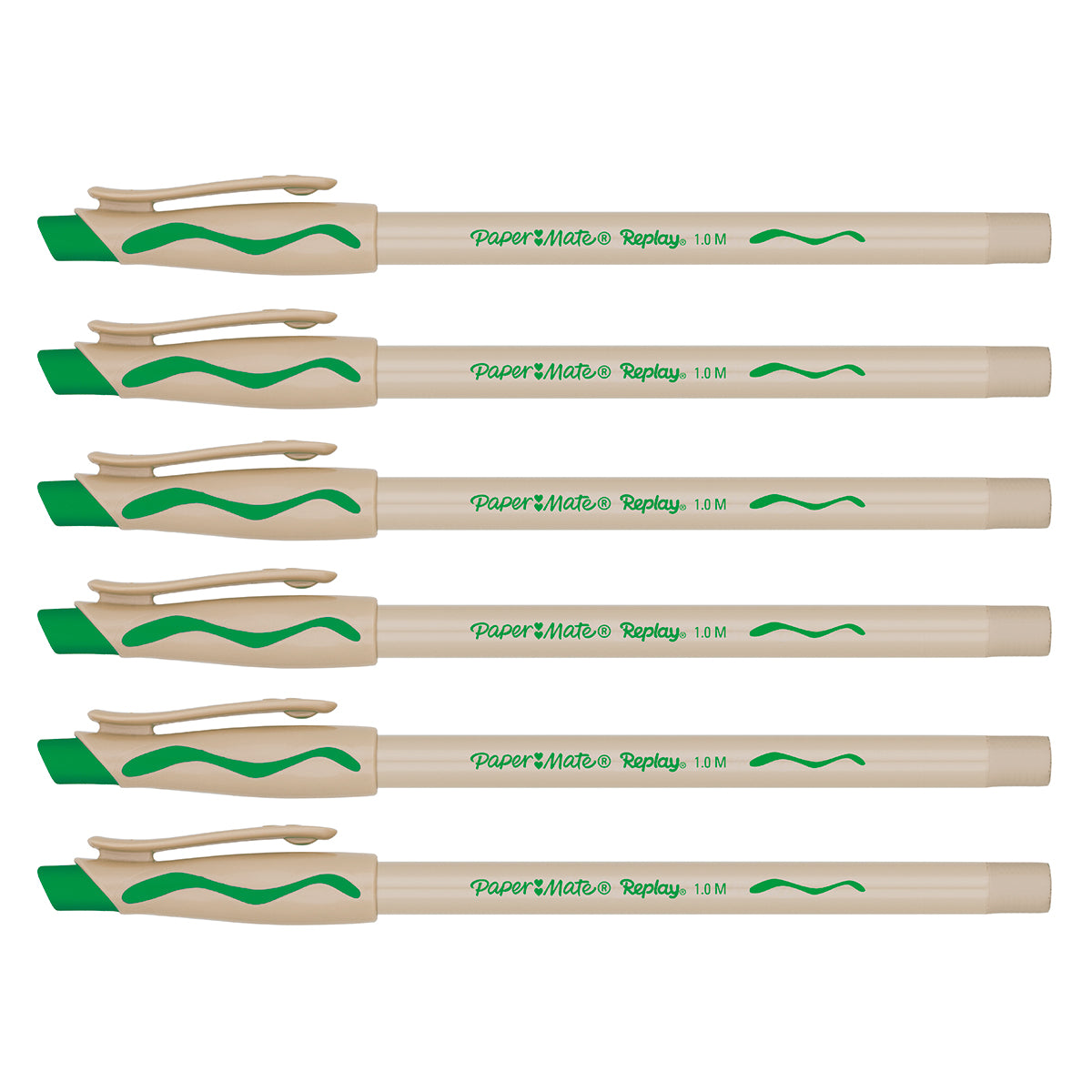 Paper Mate Replay Erasable Pen, Green Ink Pack of 6  Paper Mate Erasable Pens