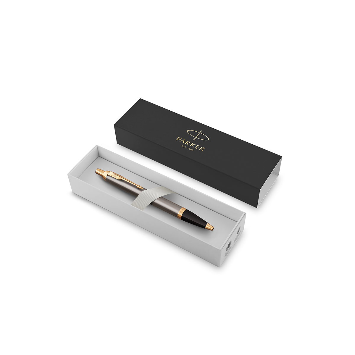 Parker IM Grey Gold Trim Ballpoint Pen Black Ink 2213843