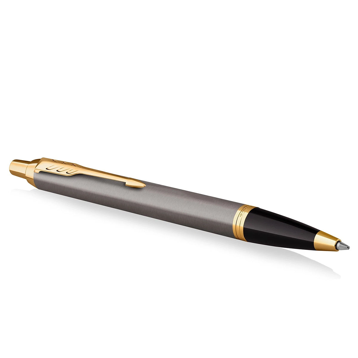 Parker IM Grey Gold Trim Ballpoint Pen Black Ink 2213843