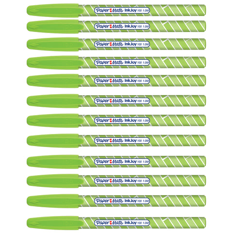 Paper Mate Inkjoy 100 ST Lime Ballpoint Pen, Pack of 12