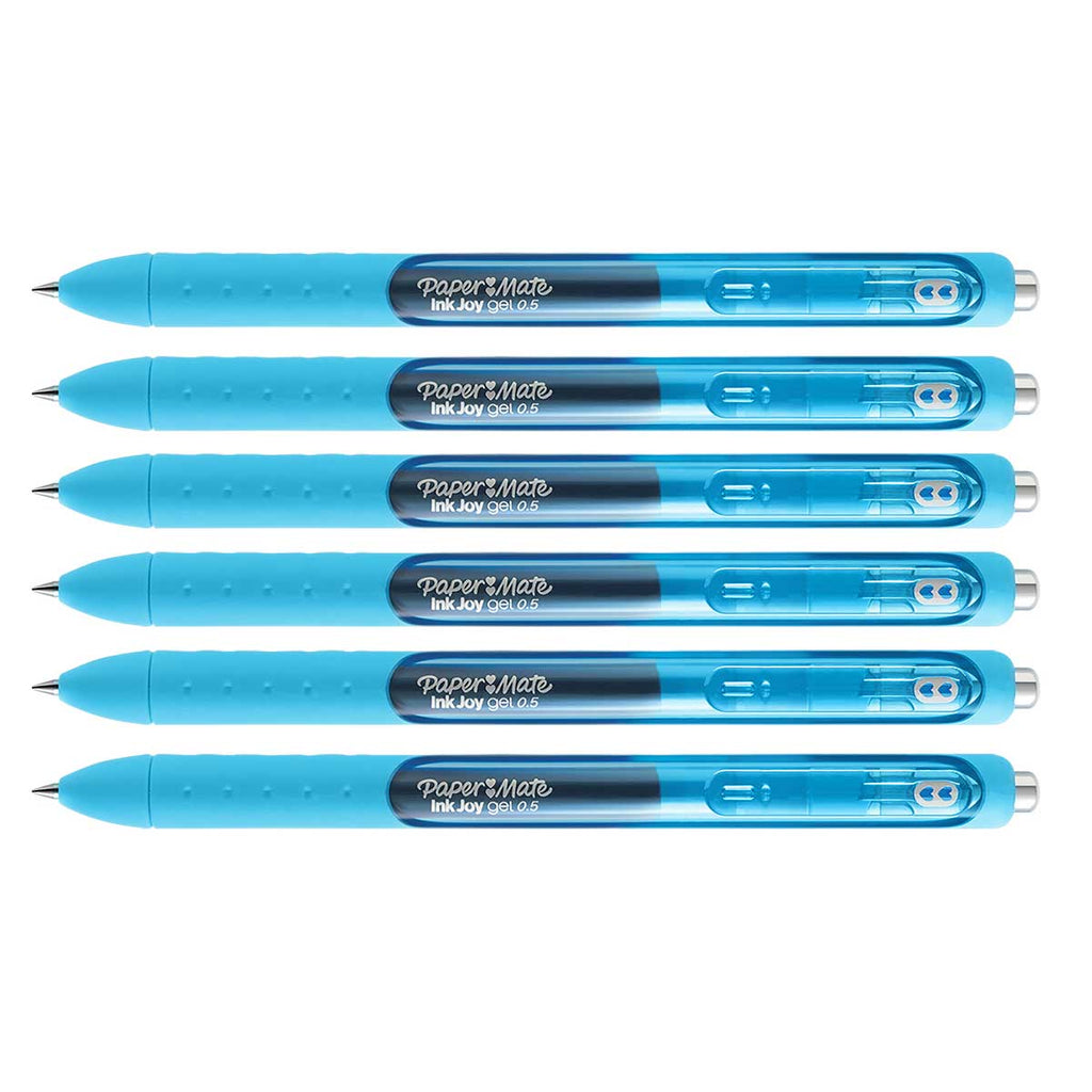 Paper Mate Inkjoy Gel Bright Blue Pen Fine 0.5mm Retractable Pack of 6  Paper Mate Gel Ink Pens