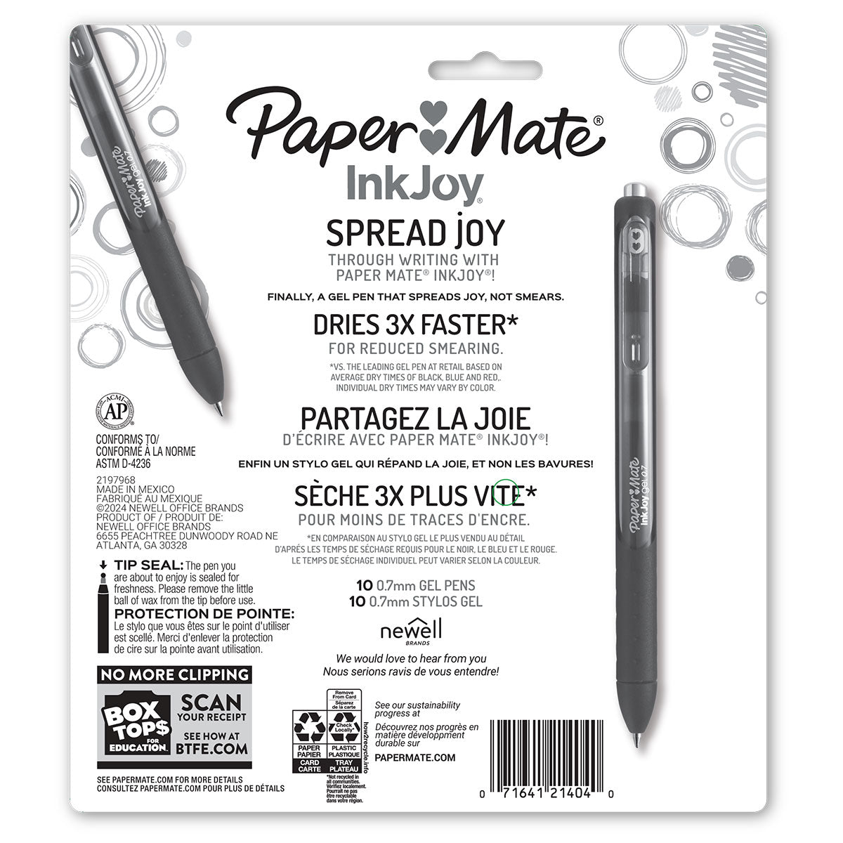 Paper Mate Inkjoy Gel Pens 0.7 MM Assorted Colors Pack of 10