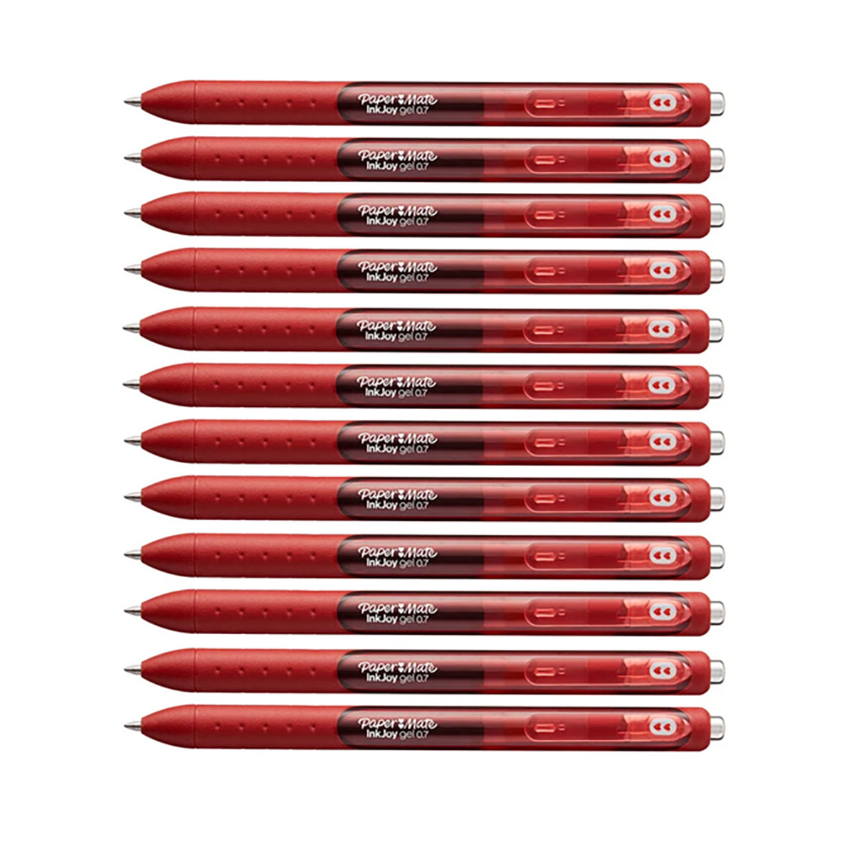Paper Mate Inkjoy Gel Velvet Red Medium 0.7 mm Retractable Velvet Red Gel Ink, Pack of 12