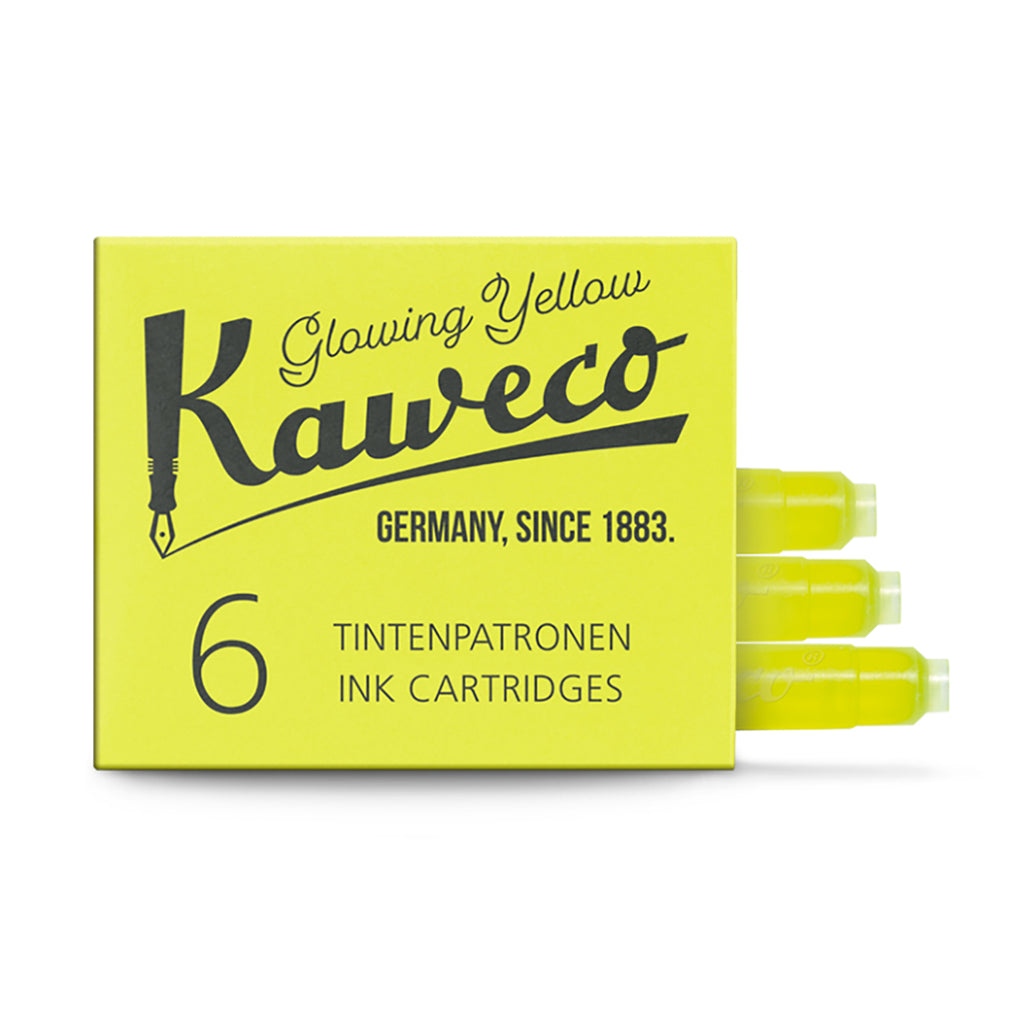 Kaweco Glowing Highlighter Yellow Short International Fountain Pen Cartridges Pack of 6