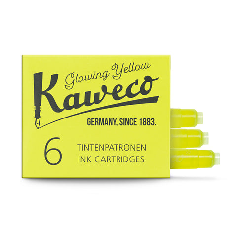 Kaweco Glowing Highlighter Yellow Short International Fountain Pen Cartridges Pack of 6  Kaweco Fountain Pen