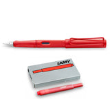 Lamy Safari Strawberry Fountain Pen Medium with 5 Free Red Lamy Cartridges  Lamy Fountain Pens