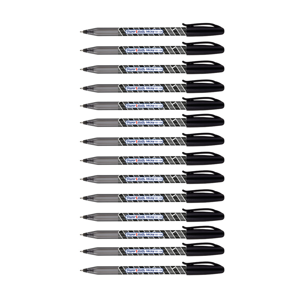 Paper Mate Inkjoy 100 Black Ballpoint Pen Medium 1.0mm Pack of 12