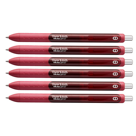 Paper Mate Inkjoy Gel Garnet (Dark Ruby) Medium Point 0.7 mm Retractable Gel Pen (Dark Ruby Gel Ink) Pack of 6  Paper Mate Gel Ink Pens