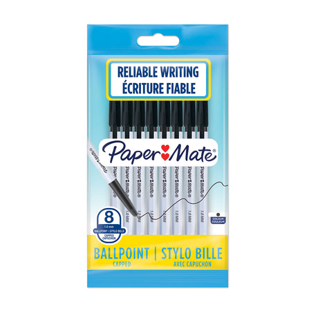 Papermate 045 Black Ink Capped Ballpoint Pens Pack of 8 1.0MM  Paper Mate Ballpoint Pen