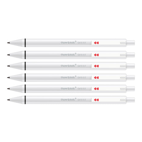 Papermate Glide Gel Pen Black Ink G610 0.5MM- Pack of 6  Paper Mate Gel Ink Pens