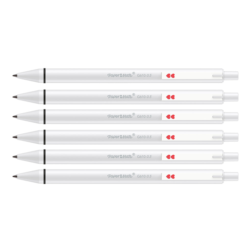 Papermate Glide Gel Pen Black Ink G610 0.5MM- Pack of 6