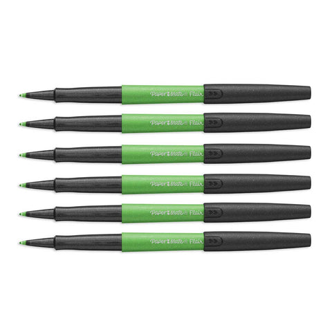 Papermate Flair Metallic Kiwi Green Medium Felt Tip Pens Pack of 6