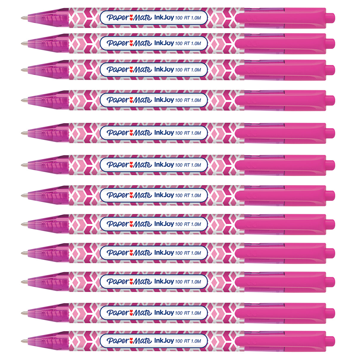 Papermate Inkjoy Pink Ink Pen Retractable Geometric Design Pack of 12  Paper Mate Ballpoint Pen