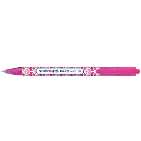 Papermate Inkjoy Pink Ink Pen Retractable 100 RT Geometric Design  Paper Mate Ballpoint Pen