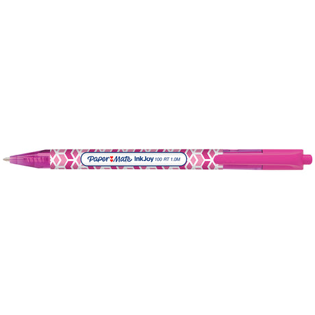 Papermate Inkjoy Pink Ink Pen Retractable Geometric Design Pack of 12  Paper Mate Ballpoint Pen