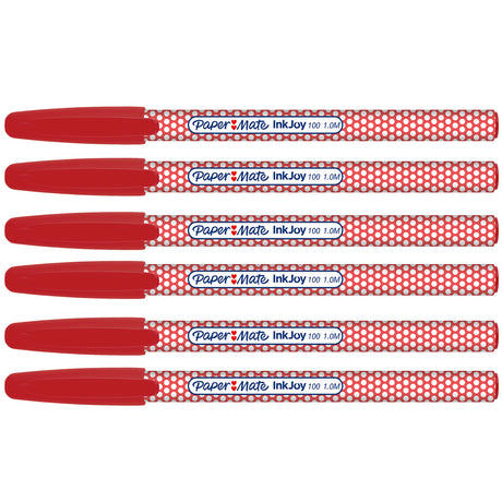 Paper Mate Inkjoy 100ST Red Ballpoint Pen, Red Ink Pack of 6  Paper Mate Ballpoint Pen