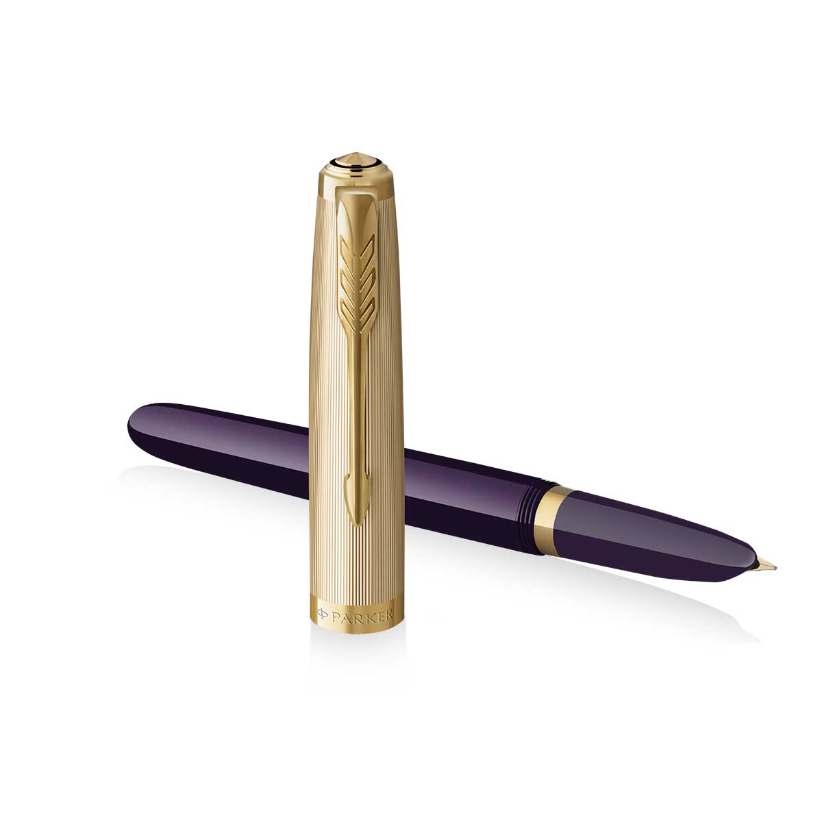 Parker 51 Deluxe Plum Fountain Pen Gold Trim Medium