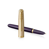 Parker 51 Deluxe Plum Fountain Pen Gold Trim Medium