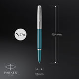 Parker 51 Teal Chrome Trim Fountain Pen Fine 2123506