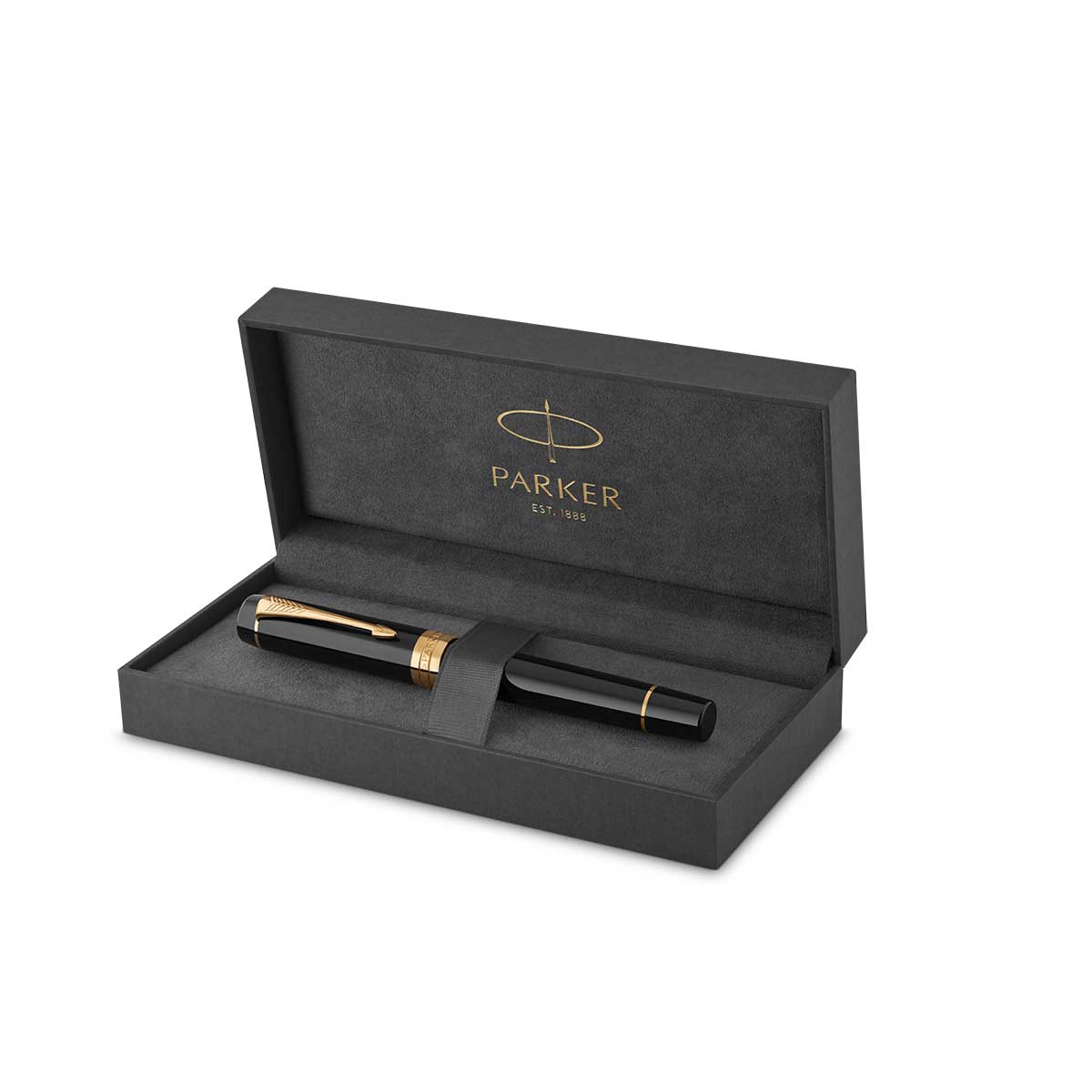 Parker Duofold Black Gold Trim Centennial Fountain Pen Medium With Converter 1931382