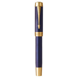 Parker Duofold Prestige Blue Chevron Centennial Fountain Pen 18 KT Gold Fine Nib 1931369