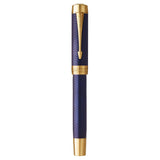 Parker Duofold Prestige Blue Chevron Centennial Fountain Pen 18 KT Gold Fine Nib 1931369