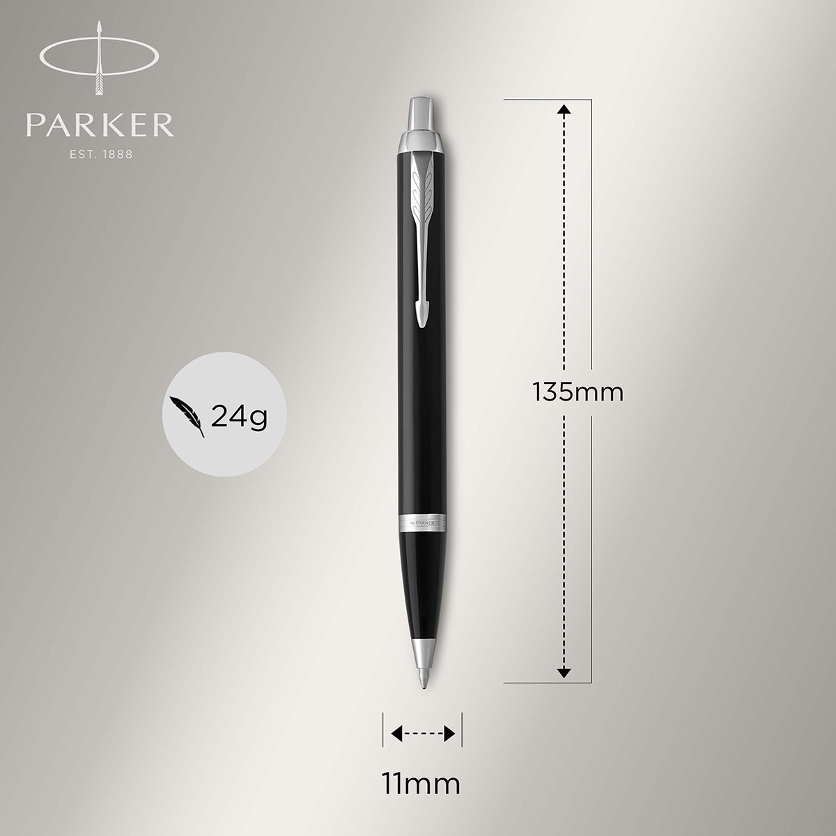 Parker IM Pen Lacquer Black Chrome Trim with Gift Box, Black Ink  Parker Ballpoint Pen