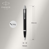 Parker IM Pen Lacquer Black Chrome Trim with Gift Box, Black Ink  Parker Ballpoint Pen