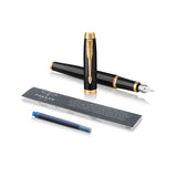 Parker IM Gift Set Fountain Pen and Ballpoint Black Gold Trim  Parker Fountain Pens