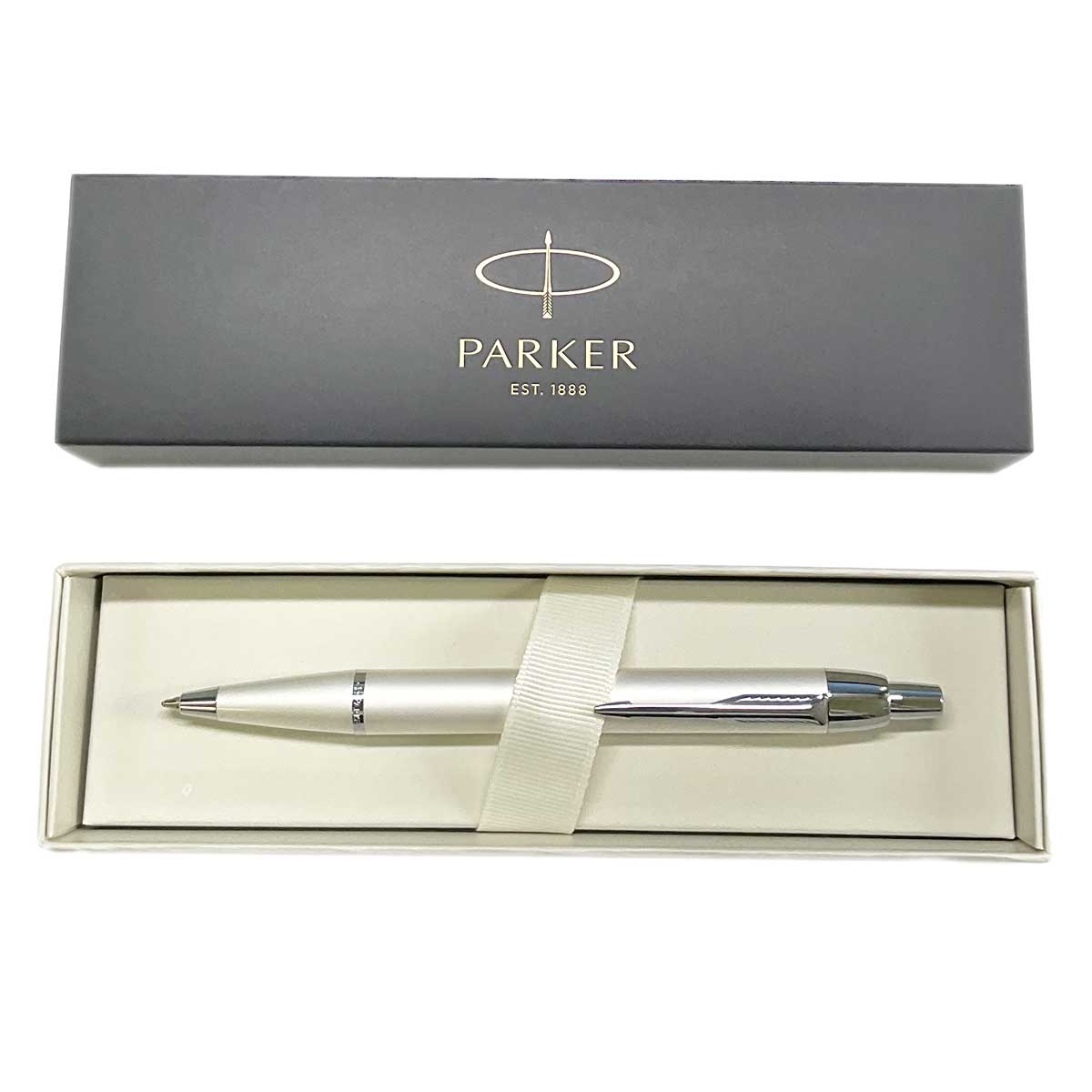 Parker IM Pearl White Pen, Retractable Ballpoint, Blue Ink with