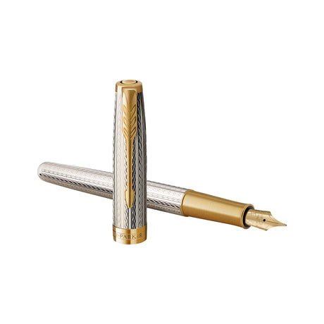 Parker Sonnet Sterling Silver Mistral 18K Gold Fountain Pen Fine 2119792  Parker Fountain Pens