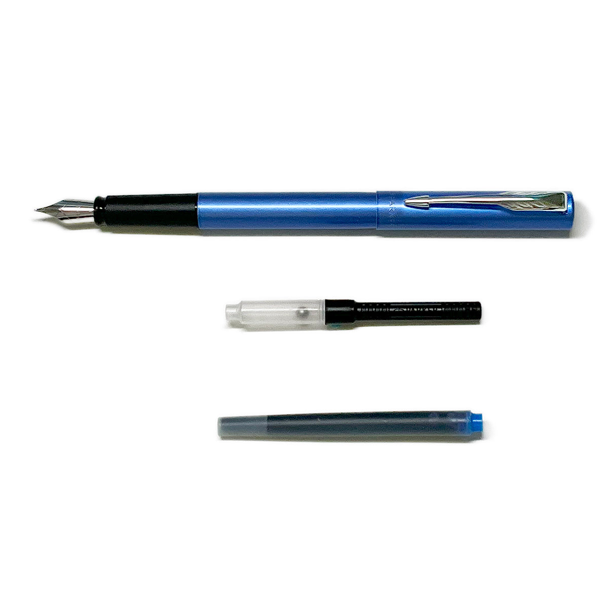 Parker Vector Xl Fountain Pen, Metallic Blue Chrome Trim Fine + Converter  Parker Fountain Pens