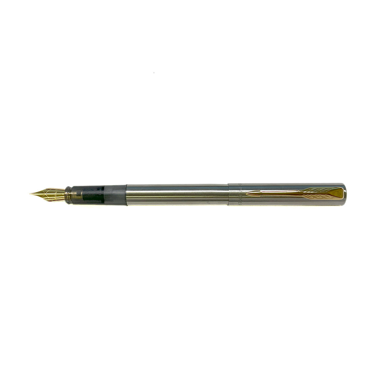 Parker Vector Xl Fountain Pen, Stainless Steel Gold Trim Fine + Conver